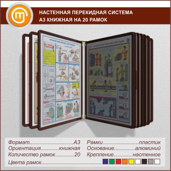 Настенная перекидная система А3 на 20 рамок книжная