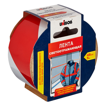 Cветоотражающая клейкая лента (КРАСНО-БЕЛАЯ, 48 мм х 5 м)