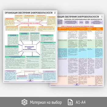 Плакаты «Организация обеспечения электробезопасности» (М-03, 2 листа)