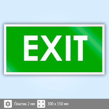 Знак «EXIT», B42 (пластик, 300х150 мм)